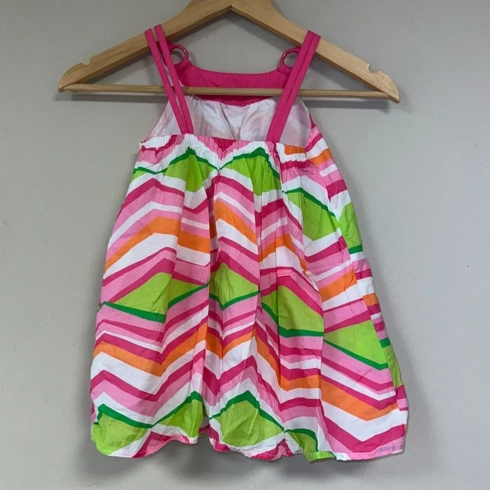 Gymboree Striped Dress Girls 4 White Summer Sun Lightweight Chevron Mod Retro